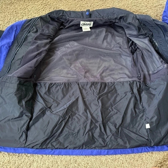 Cintas Nylon Full Zip Jacket Blue Size Med/large Hideaway Hood - Picture 5 of 5